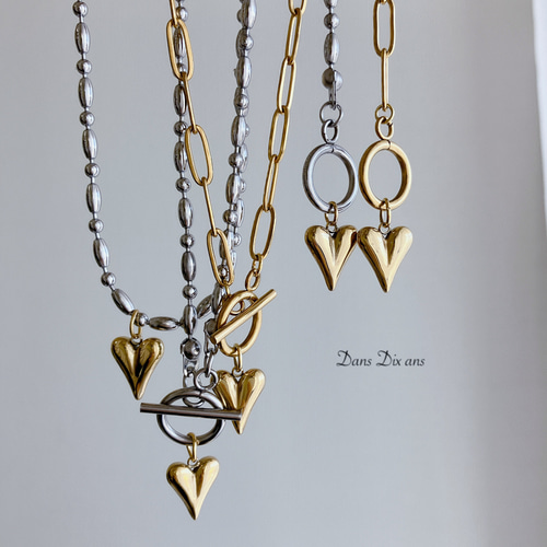 金属アレルギー対応 サージカルステンレス / ハートチャーム マンテル