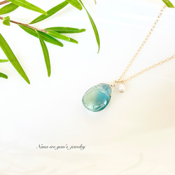 14kgf green fluorite × pearl necklace 6枚目の画像