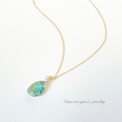 14kgf green fluorite × pearl necklace 5枚目の画像