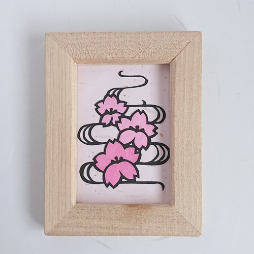 春の桜 ミニサイズ シンプル フレーム付き【切り絵】 切り絵 な