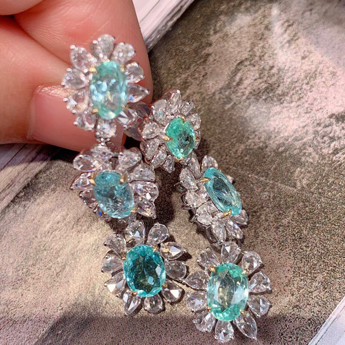 パライバトルマリン　ダイヤモンド　K18WG ピアス Amazon | K18WG 0.12ct パライバトルマリン ピアス 10月 誕生石