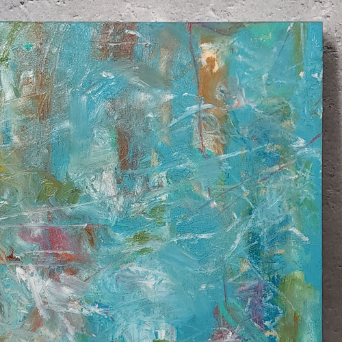 ひろ・あおき 作 「盤042 」 オイルパステル/木製パネル S3 27.3x27