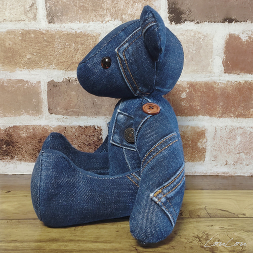 lv3b] デニムベア USEDジーンズ デニムリメイク テディベア ぬいぐるみ