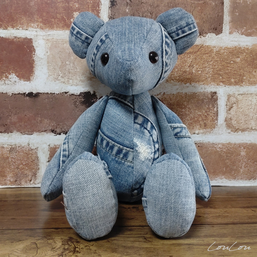 le3a] デニムベア USEDジーンズ デニムリメイク テディベア ぬいぐるみ