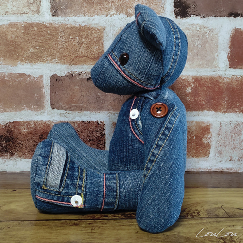 ch1a] デニムベア USEDジーンズ デニムリメイク テディベア ぬいぐるみ