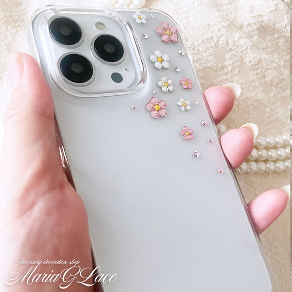 M様専用分【mariaglace】パステルフラワーデコスマホケース 2枚目の画像