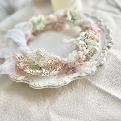 【送料無料】ベビーキッズ花冠　~natural pistachios ~花かんむり　はなかんむり　結婚式　誕生日　 4枚目の画像