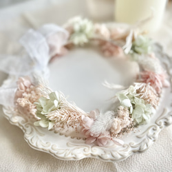 【送料無料】ベビーキッズ花冠　~natural pistachios ~花かんむり　はなかんむり　結婚式　誕生日　 1枚目の画像
