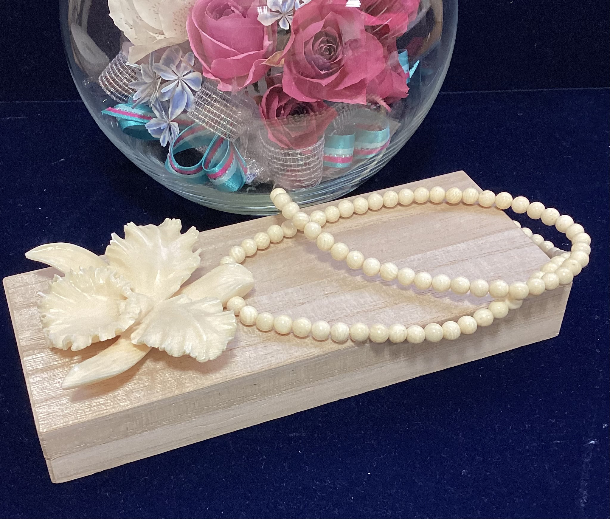 ☆本象牙カトレアペンダントネックレス　MN-90B①☆