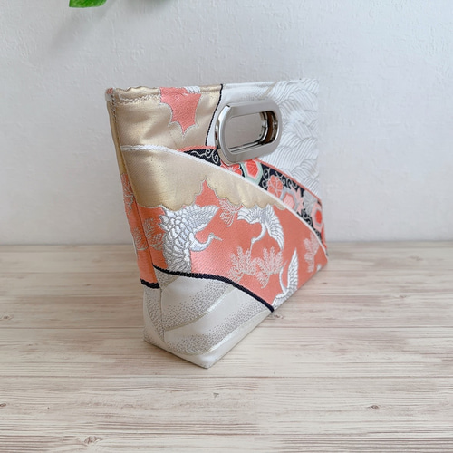 【人気急上昇】 ◇30%off◇絹の帯から2wayバッグ 舞鶴文様 帯リメイク270 その他