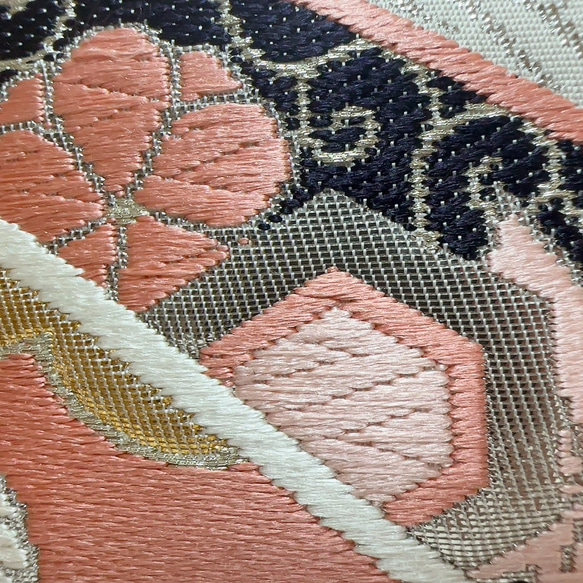 絹の帯から2wayバッグ　舞鶴文様　帯リメイク270 11枚目の画像