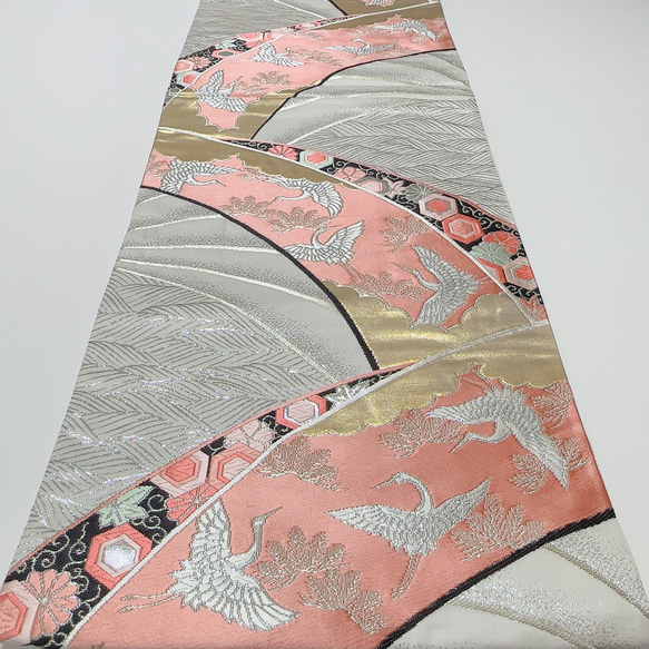 絹の帯から2wayバッグ　舞鶴文様　帯リメイク270 19枚目の画像