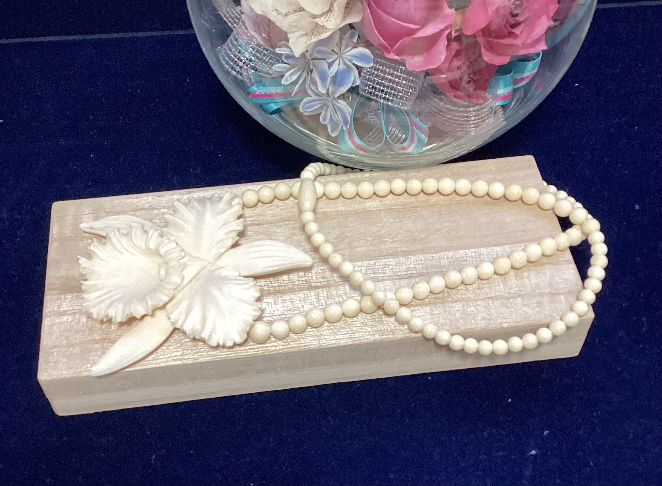 ☆本象牙カトレアペンダントネックレス　MN-90B②☆