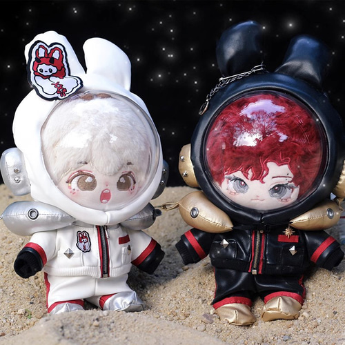 着せ替えぬいぐるみ うさぎちゃん宇宙飛行士 フルセット ブラック お洋服 20cmぬいぐるみ服 着せ替えぬいぐるみ 宇宙飛行セット 2色 外