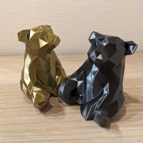 送料無料 くま お座り インテリア 癒し アニマル メタリック アート