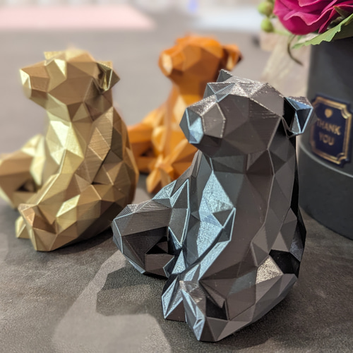 送料無料 くま お座り インテリア 癒し アニマル メタリック アート