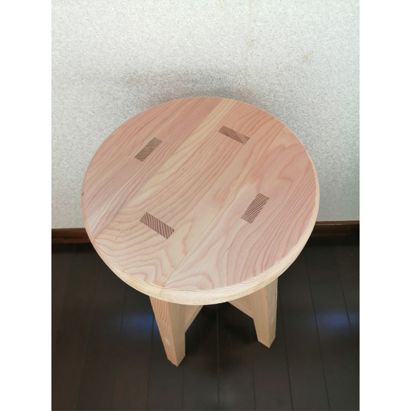 【ほぞ組】木製スツール　座面幅30cm×高さ65cm　丸椅子　stool 5枚目の画像