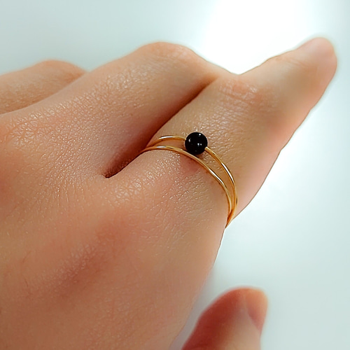 ブラックオニキス 天然石 御守 リング ピンキーリング 可憐な1粒リング