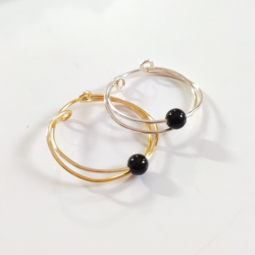 ブラックオニキス 天然石 御守 リング ピンキーリング 可憐な1粒リング