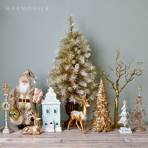 サンタクロースドール アンティークホワイトベージュ Amazon | サンタクロースフィギュアホワイト/ツリー＆ベアー47cm