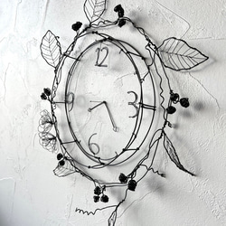 3way 壁掛け時計のワイヤーアート　リース　ワイヤークラフト 2枚目の画像