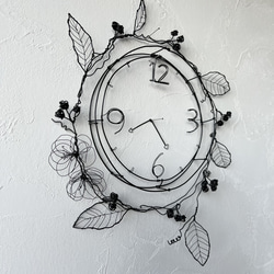 3way 壁掛け時計のワイヤーアート　リース　ワイヤークラフト 3枚目の画像