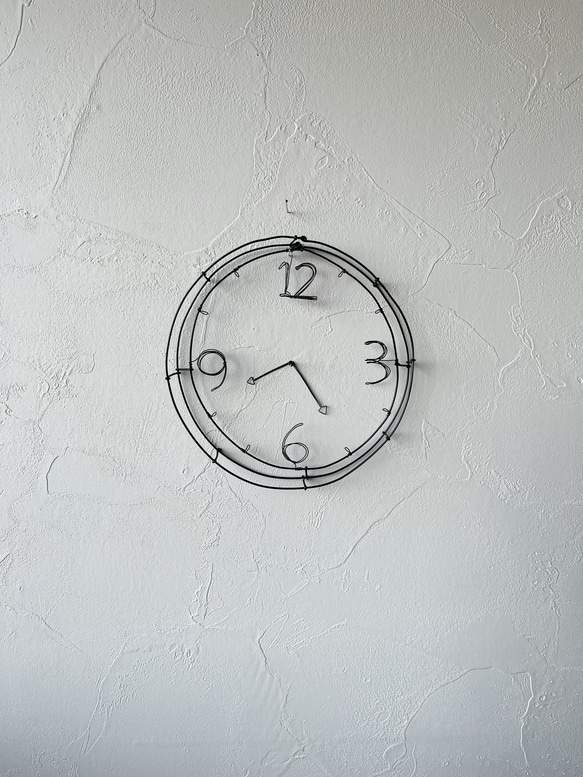 3way 壁掛け時計のワイヤーアート　リース　ワイヤークラフト 4枚目の画像