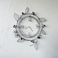 3way 壁掛け時計のワイヤーアート　リース　ワイヤークラフト 1枚目の画像