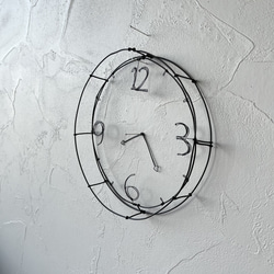 3way 壁掛け時計のワイヤーアート　リース　ワイヤークラフト 5枚目の画像