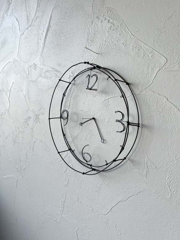 3way 壁掛け時計のワイヤーアート　リース　ワイヤークラフト 5枚目の画像
