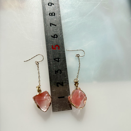 【オンライン限定商品】  アンダラクリスタル・ウォーターメロン 天然石 女神巻き®ピアス ピアス
