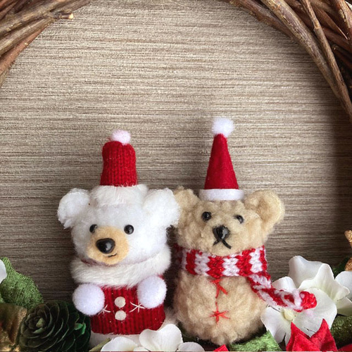 数量限定【クリスマス】可愛いくまサンタさんのクリスマスリース