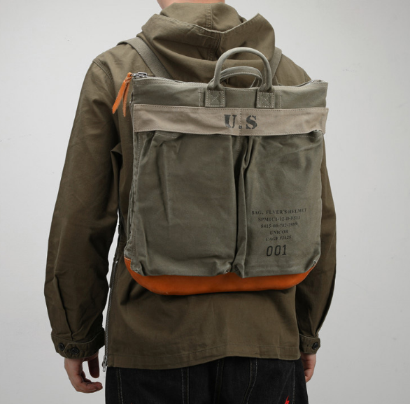 アメリカンバイクのバッグランドセル水洗いします古い帆布のバッグ屋外の登山の男性リュックサック  グリーン 15,444円