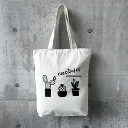 【BISOUオリジナルデザイン】A4対応 オリジナルキャンバストートバッグ（Cactus）／通学通勤バッグ 3枚目の画像