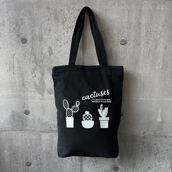 【BISOUオリジナルデザイン】A4対応 オリジナルキャンバストートバッグ（Cactus）／通学通勤バッグ 5枚目の画像