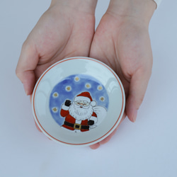 クリスマス豆皿2枚組セットA（サンタ＆ツリー）各約9.7cm 4枚目の画像