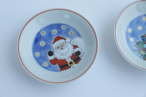 クリスマス豆皿2枚組セットA（サンタ＆ツリー）各約9.7cm 20枚目の画像