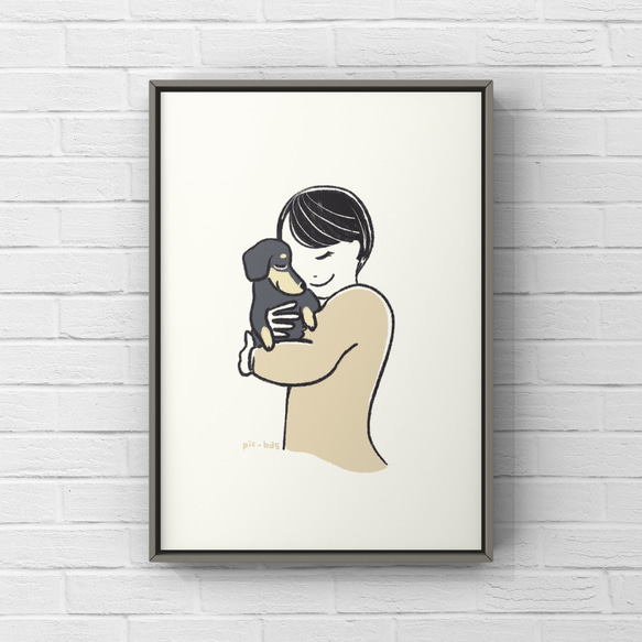 ミニチュアダックス【誕生日】A4ポスター　犬　ペット　イラスト　うちの子 3枚目の画像