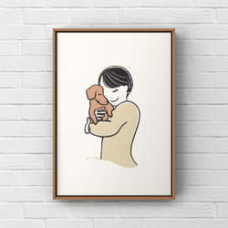 ミニチュアダックス【誕生日】A4ポスター　犬　ペット　イラスト　うちの子 4枚目の画像