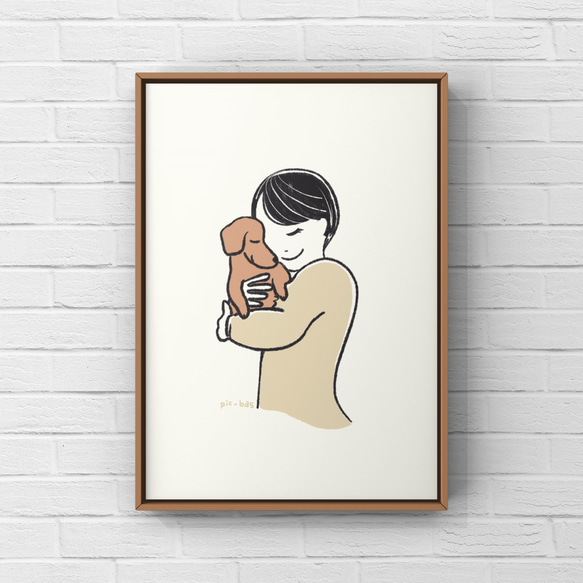 ミニチュアダックス【誕生日】A4ポスター　犬　ペット　イラスト　うちの子 4枚目の画像