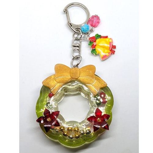 ハンドメイド クリスマスリースシェイカーキーホルダー クリスマス