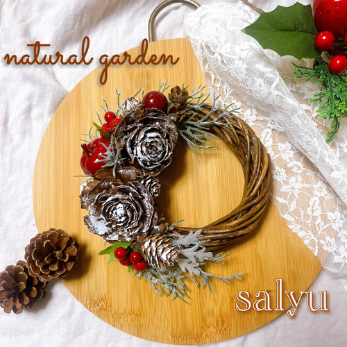 No.R5♡Sold outミニリース クリスマスリース ミニビーズリース 送料無料】クリスマスミニリース☆S size リース natural garden