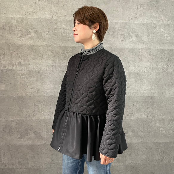 小柄S■特別オリジナルキルティング♡大人可愛いあったかブルゾン 黒■ジャケット フォーマル KMC-726 575803 11枚目の画像