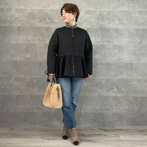 小柄S■特別オリジナルキルティング♡大人可愛いあったかブルゾン 黒■ジャケット フォーマル KMC-726 575803 12枚目の画像