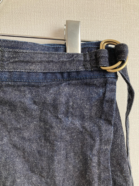 岡山デニム　赤耳　国産デニム　巻きスカート　デニム　デニムスカート   ロングスカート　コットン　自然素材　ネイビー　 2枚目の画像