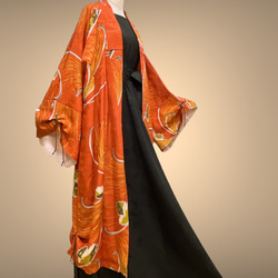 アンティーク 着物ガウン レトロ 着物リメイク 和装コート 和柄 ロング 和モード 男女兼用 N51105 6枚目の画像