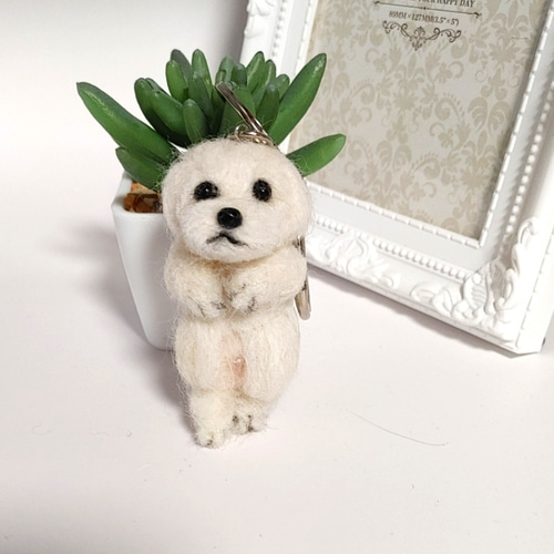 羊毛フェルト マルチーズのキーホルダー その他アクセサリー Rurumaru