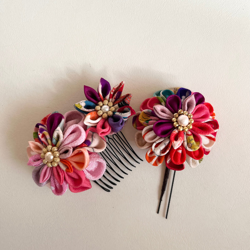 753髪飾り 成人式髪飾り 着物リメイク髪飾り 七五三髪飾り かんざし
