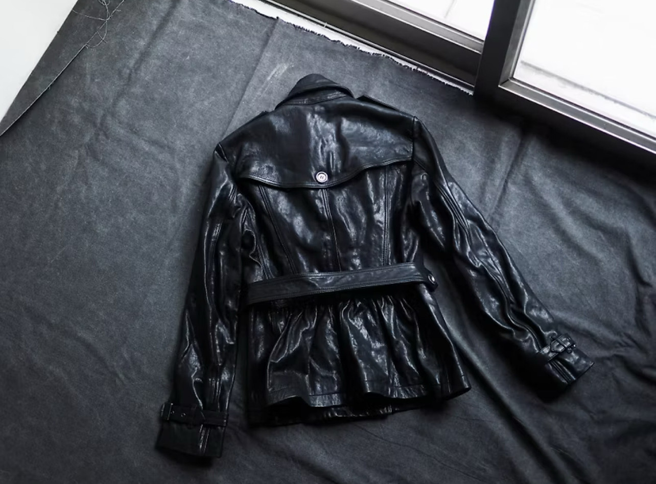 バーバリークラシックシープスキンレザーアンティークラムスキン本革ウインドブレーカーレザージャケットレザージャケットレザージャケッ