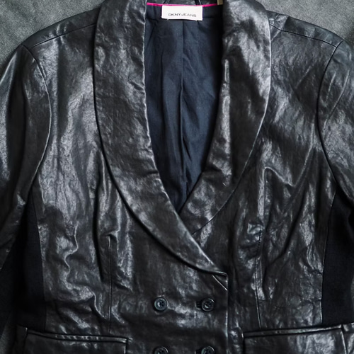 DKNY JEANS』レザージャケット 2B テーラード 本革 本切羽 黒 DKNY